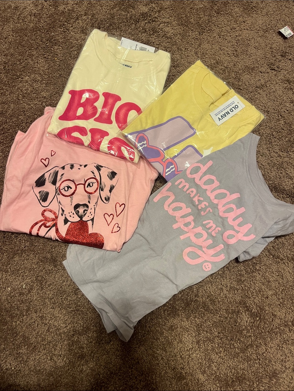 Old Navy Girls Short Sleeve Tees Bundle - Pink, Yellow, Gray, Cream
